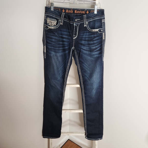 Rock Revival Jeans womens size 27 Easy Skinny Chile embellished - Picture 1 of 8